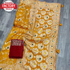 Yellow Dola Silk Saree With Meenakari Zaal Weaving