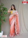 Orange Multi-shaded Pure Organza Partywear Saree