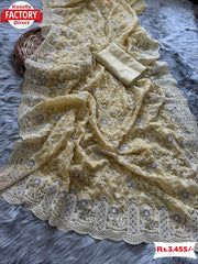 Light Yellow Partywear Embroidered Georgette Saree