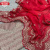 Red Tabby Organza Embroidered Saree