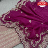 Wine Tabby Organza Embroidered Saree