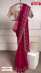 Pink Tabby Organza Embroidered Saree