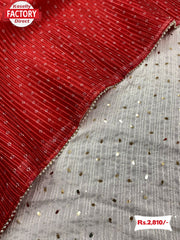 Red Pure Georgette Crochet Bandhej Saree