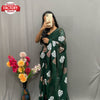 Green Pure Georgette Sequins Partywear Saree