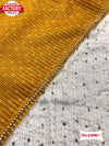Mustard Yellow Pure Georgette Crochet Bandhej Saree