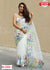 White Designer Handwork Organza Silk Saree