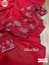 Red Crush Saree With Stitched Sequins Karachi Blouse