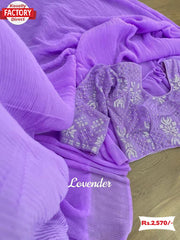 Lavender Crush Saree With Stitched Sequins Karachi Blouse