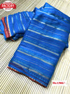 Royal Blue Pure Chiffon Zari Striped Saree