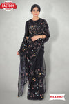 Black Premium Georgette Embroidered Partywear Saree