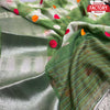 Green Shibori Pure Organza Polka Dot Saree