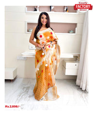 Mustard Yellow Shibori Pure Organza Polka Dot Saree