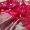 Pink Shibori Pure Organza Polka Dot Saree