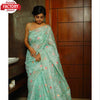 Green Embroidered Pure Organza Partywear Saree
