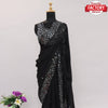 Black Georgette Real Mirror Worked Saree