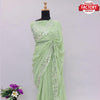 Light Green Georgette Real Mirror Worked Saree