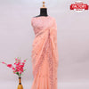 Peach Georgette Real Mirror Worked Saree