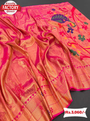 Pink Handloom Paithani Silk Saree