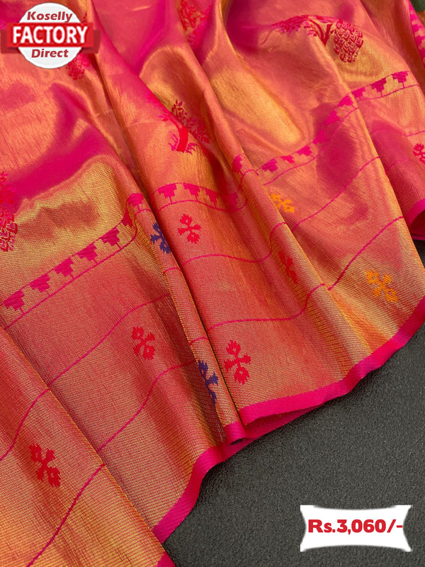 Pink Handloom Paithani Silk Saree