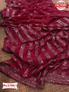 Maroon Pure Blooming Georgette Partywear Saree