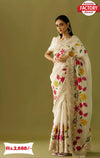 Designer White Fancy Embroidery Saree