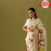 Designer White Fancy Embroidery Saree