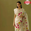 Designer White Fancy Embroidery Saree
