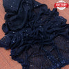 Navy Blue Pure Georgette Partywear Sequins Saree