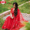 Red Pure Soft Organza Embroidered Saree