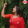 Red Pure Soft Organza Embroidered Saree