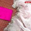 Pink Pure Organza Silk Saree With Handwork