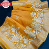 Yellow Viscose Zari Weaving Saree