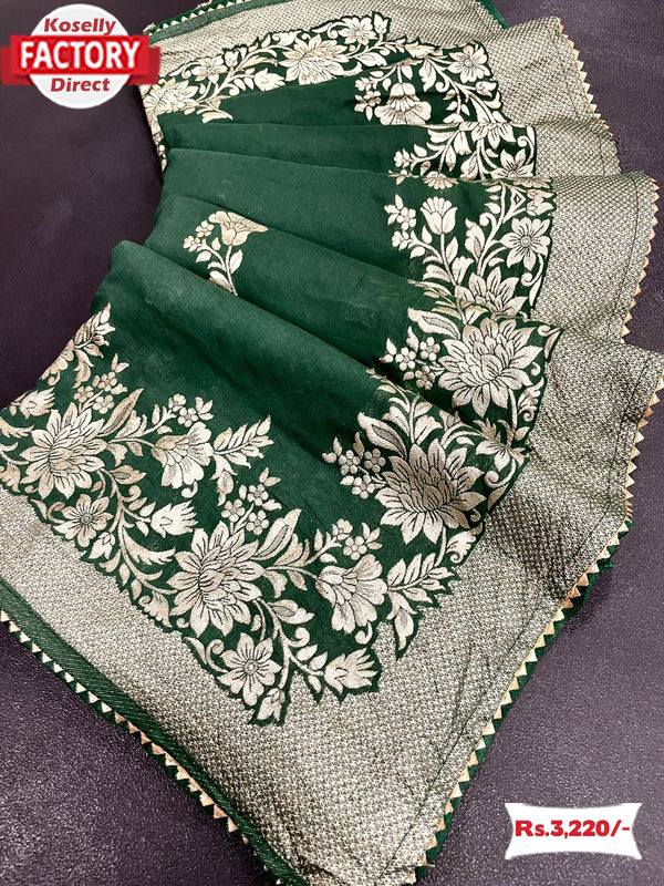 Green Viscose Zari Weaving Saree