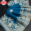 Turquoise Blue Viscose Zari Weaving Saree