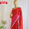 Red And Pink Multishaded Georgette Bandhani Print Saree