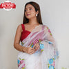 OFF-White Organza Digital Printed Cut-work Border Saree