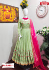 Pista Green Embroidered Gown with Dupatta