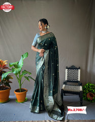 Sacramento Green Pure Banarasi Silk Saree