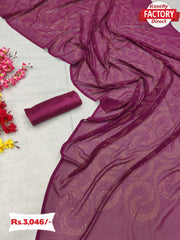 Wine Georgette Saree With Swarovski Work