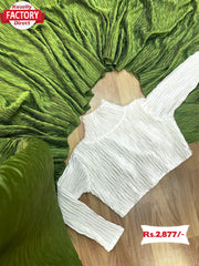 Parrot Green Heavy Silk Crush Pleated Saree