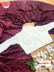 Maroon Heavy Silk Crush Pleated Saree