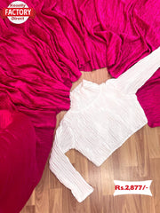 Pink Heavy Silk Crush Pleated Saree