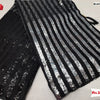 Black and Silver Sequins Stripes Soft Net Partywear Saree