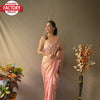 Light Pink Linen Tissue Saree With Embroidery