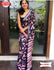 Navy Blue Linen Floral Saree