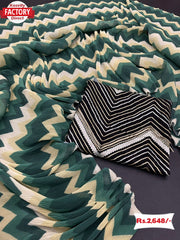 Zigzag Pattern Crush Saree With Gotapati Blouse Piece