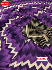 Zigzag Pattern Crush Saree With Gotapati Blouse Piece