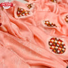 Peach Moss Chiffon Saree With Foil Embroidery