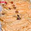 Light Orange Moss Chiffon Saree With Foil Embroidery
