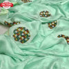 Sea Green Moss Chiffon Saree With Foil Embroidery